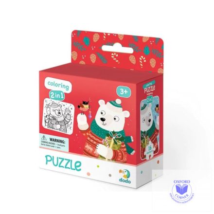 Karácsonyi Maci színezhető kétoldalas puzzle 16 darabos